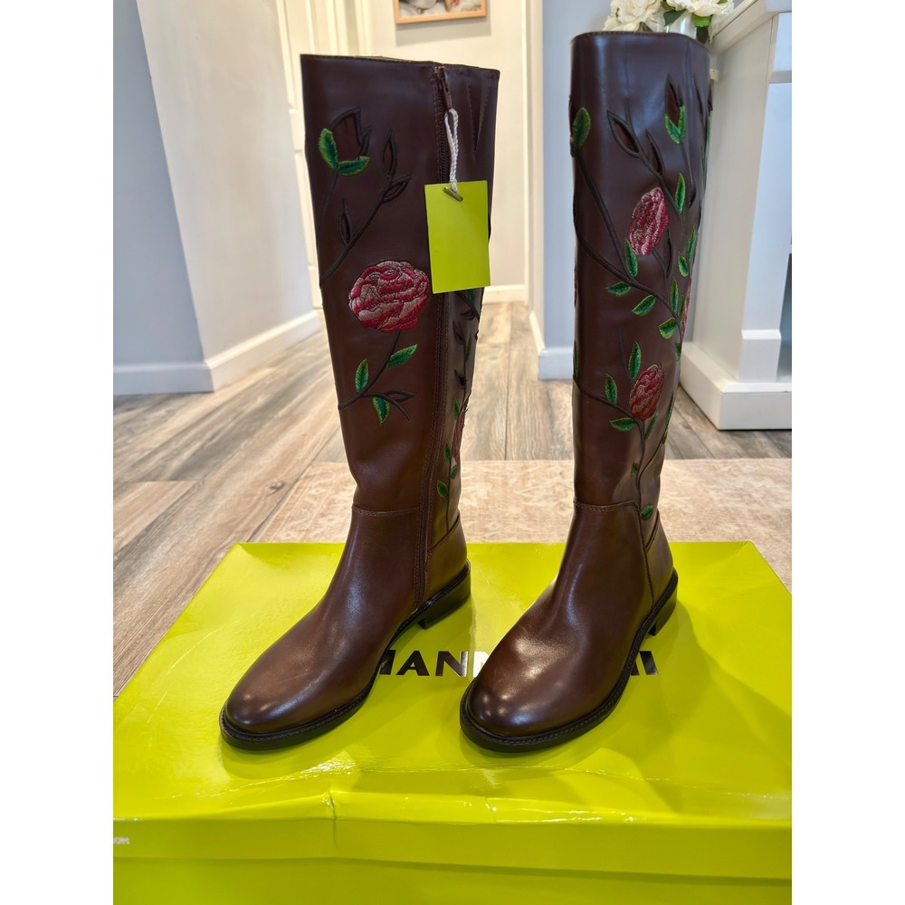 Gianni Bini "Myala" Floral Embroidered Knee-High Boots 7.5M